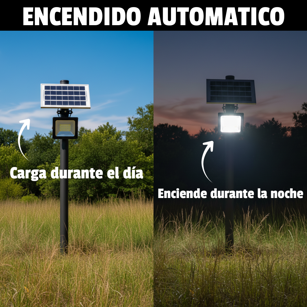 ☀️LED SOLAR 200W - ILUMINA DURANTE TODA LA NOCHE SIN INTERRUPCIONES